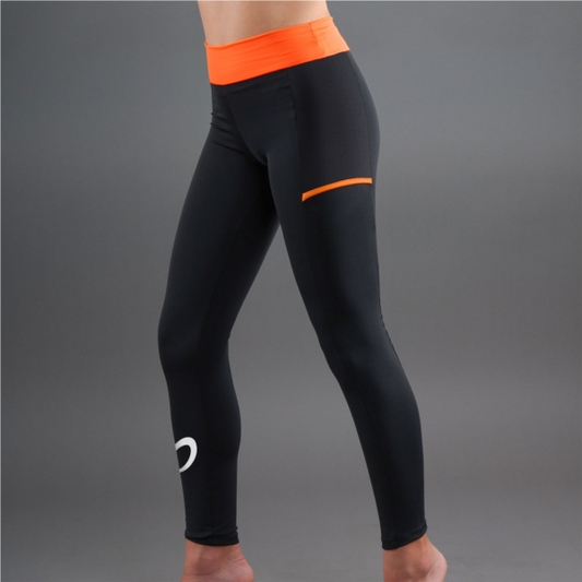 LEGGINGS CROSS POCKET KIDS - NOIR ORANGE